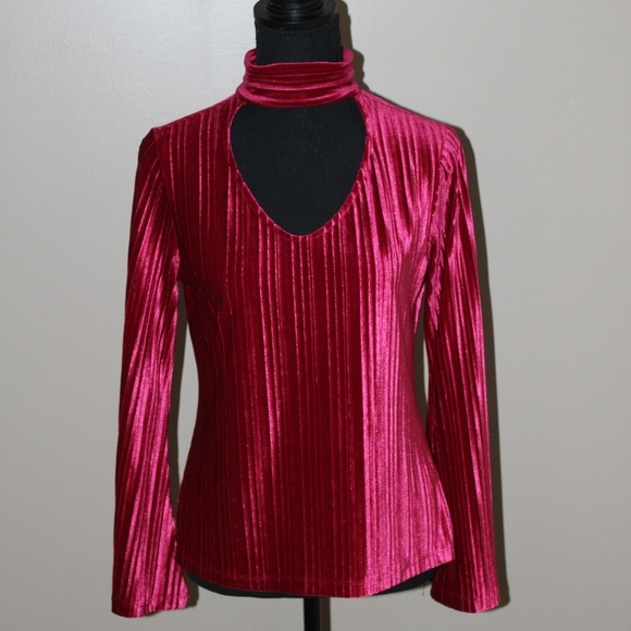 Nanette Lepore Cranberry Velvet Top - Picture 1 of 6